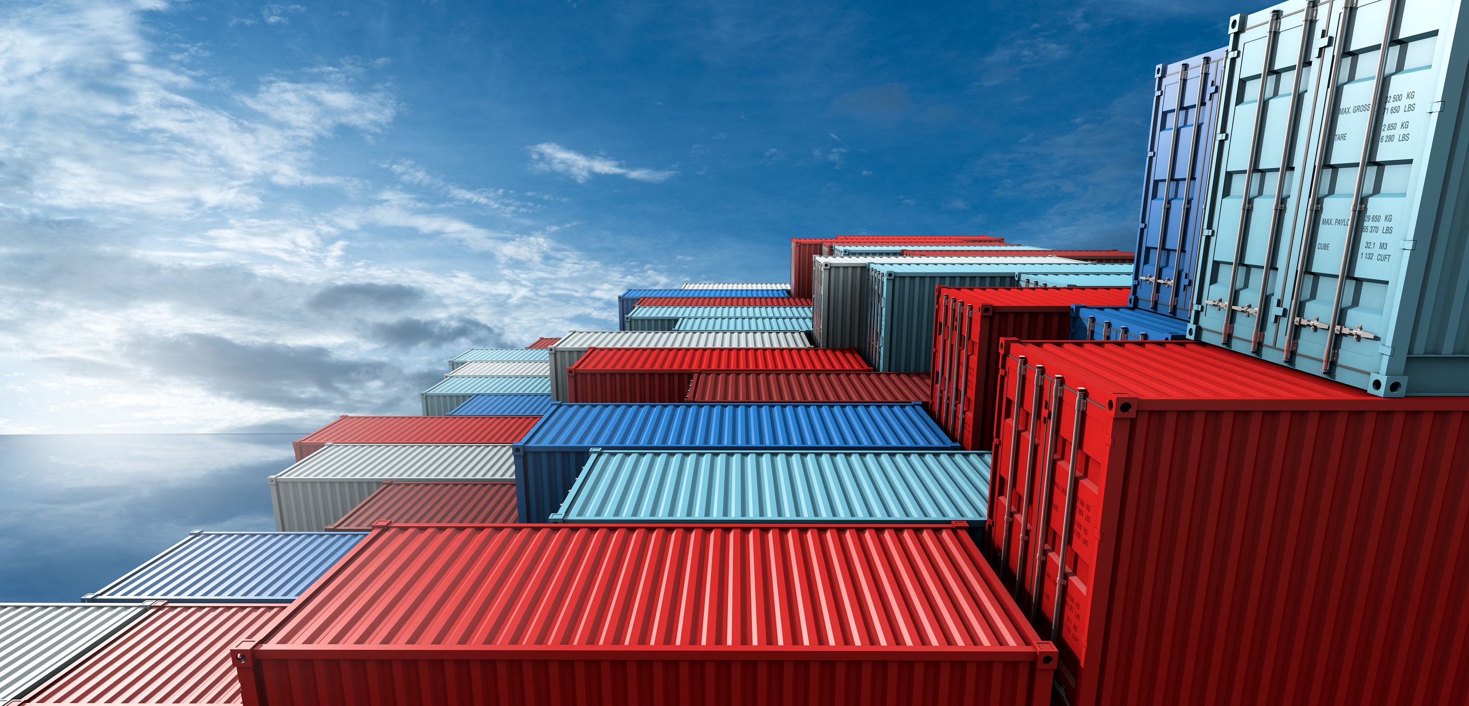 shipping containers with blue sky