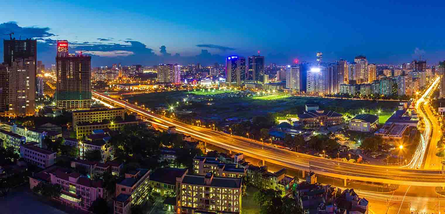 southeast asian cityscape at night 